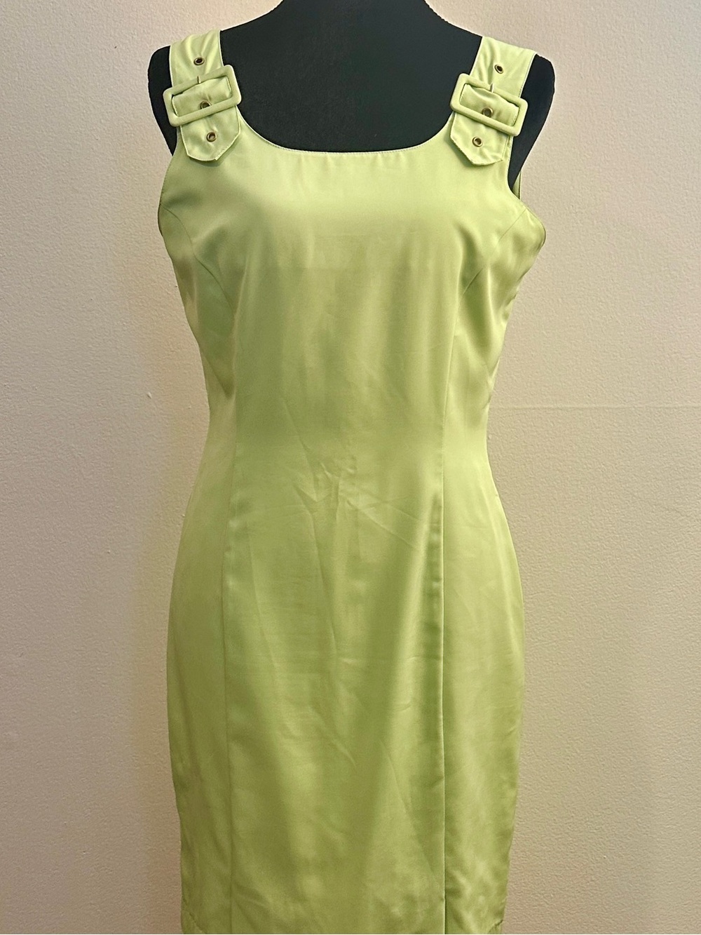 Vintage Euro Vittani Collection Light Green Tank Strap Sheath Dress